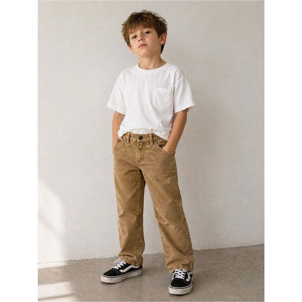 GAP Kids Tan Corduroy Pants Size 6 Regular Stretch Slim Adjustable Waist